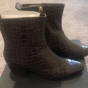 JCrew Croc Embossed Leather Western Boot